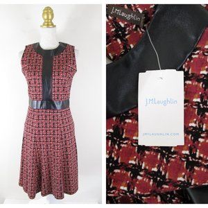 J. McLaughlin Red Black Plaid A Line Dress S